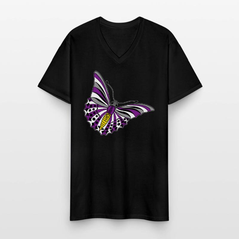 Schmetterling asexual non binary labrys lesbian Männer-T-Shirt mit V-Ausschnitt