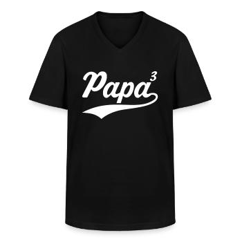Papa hoch 3 stolzer Vater 3 Kinder dreifacher Papa - Männer-T-Shirt mit V-Ausschnitt - Schwarz - Vorne - AI Model Male 178 dark (178cm)