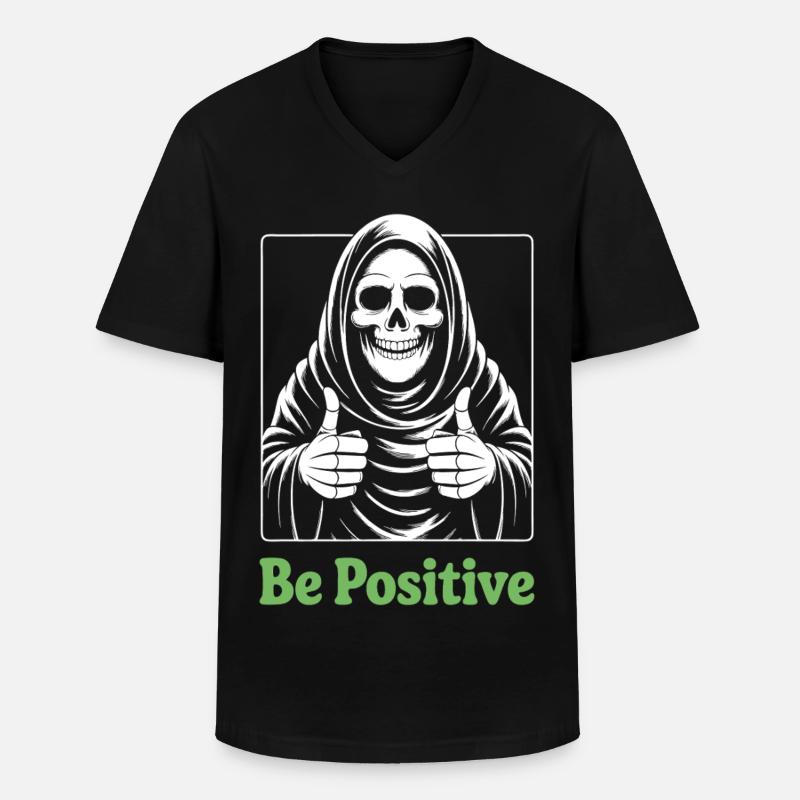 Be Positive Grim Reaper - Männer-T-Shirt mit V-Ausschnitt - Schwarz