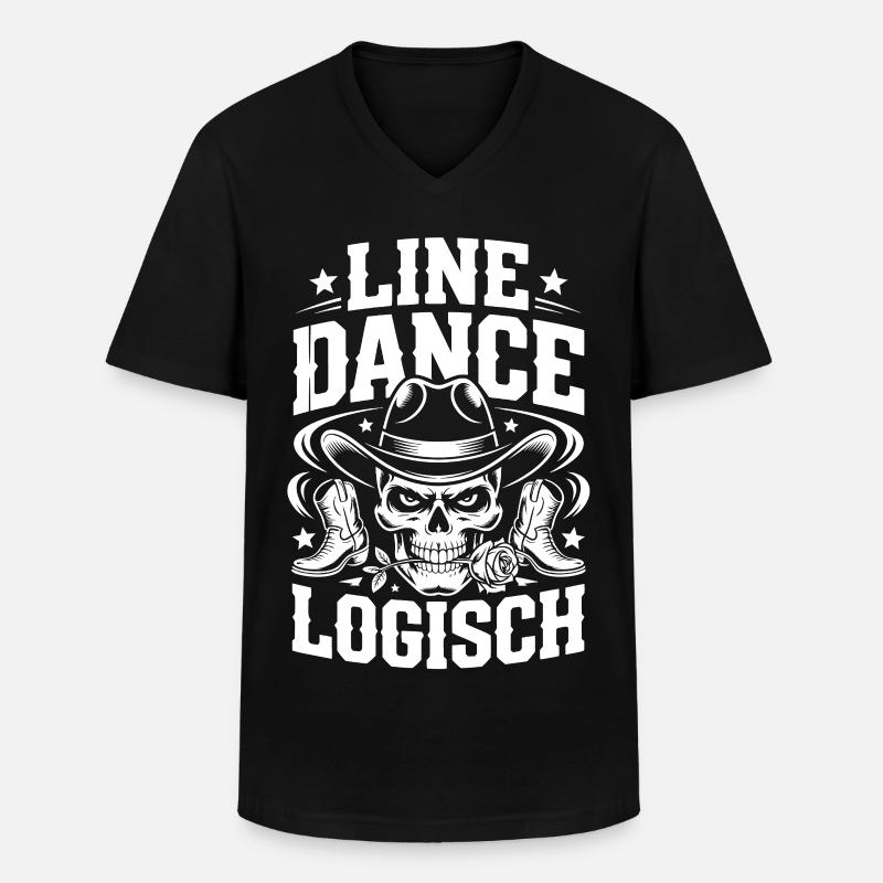 Line Dance Schädel Cowboy - Männer-T-Shirt mit V-Ausschnitt - Schwarz