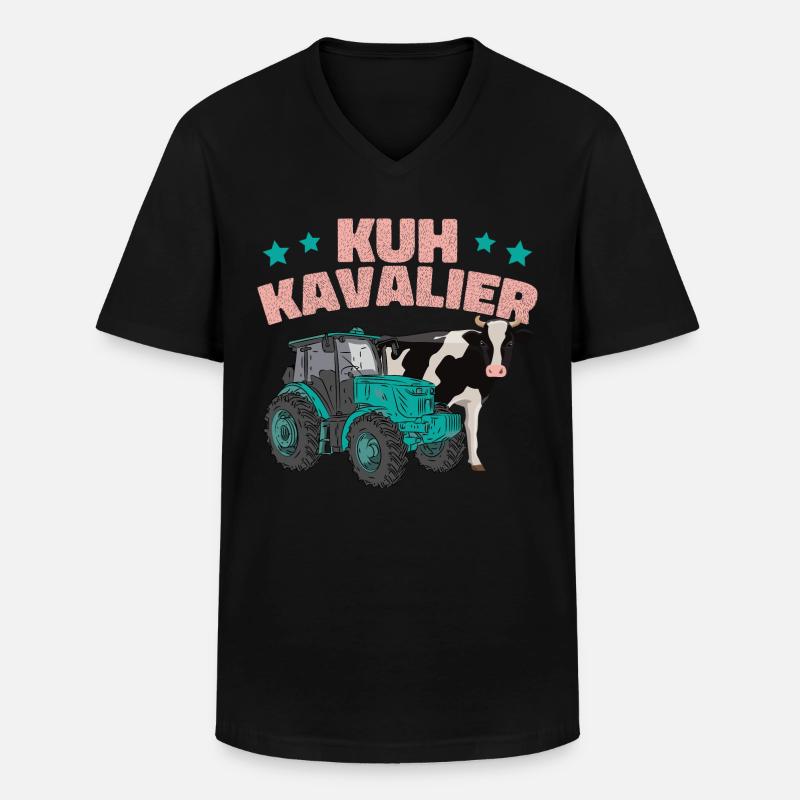 Kuh Kavalier - Männer-T-Shirt mit V-Ausschnitt - Schwarz