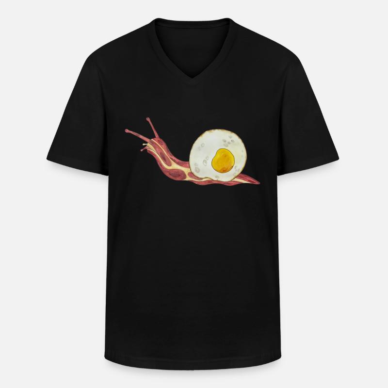 Baconschnecke Bacon and egg Spiegelei - Männer-T-Shirt mit V-Ausschnitt - Schwarz