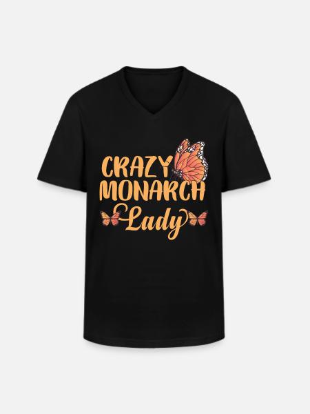 Crazy Monarch Lady - Men's V-Neck T-Shirt - black