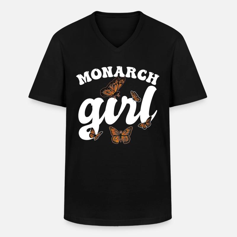 Monarch-Mädchen - Männer-T-Shirt mit V-Ausschnitt - Schwarz