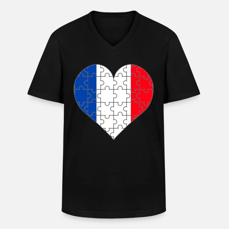 Frankreich - Männer-T-Shirt mit V-Ausschnitt - Schwarz