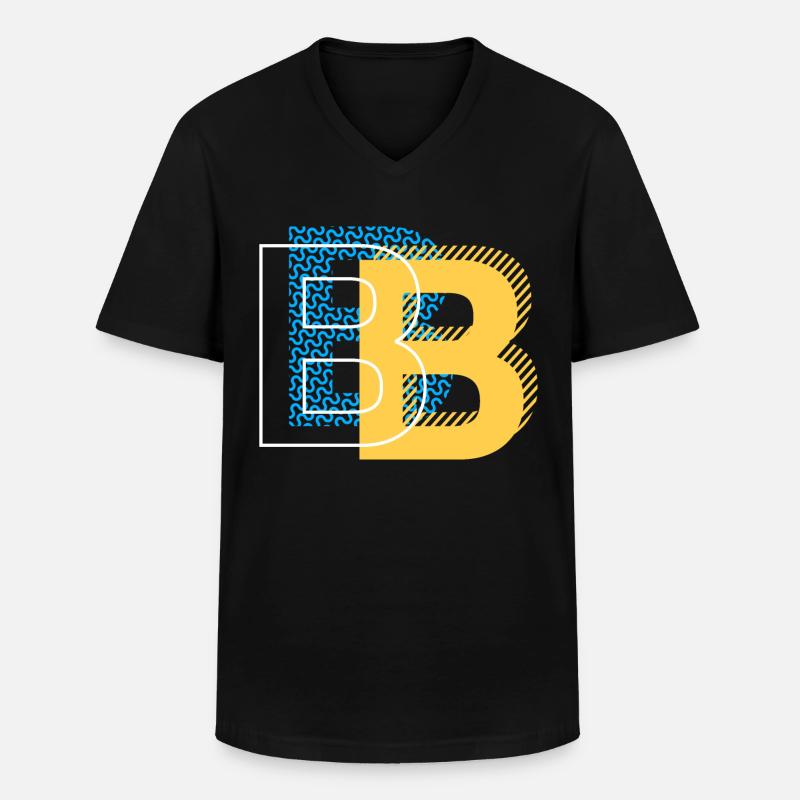 Anfangsbuchstabe B b - Männer-T-Shirt mit V-Ausschnitt - Schwarz