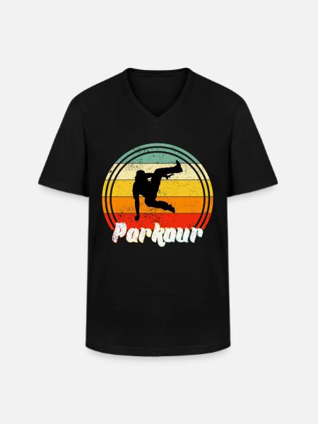parkour - T-shirt col V Homme - noir