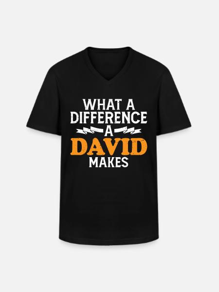 Quelle différence un David fait - T-shirt col V Homme - noir