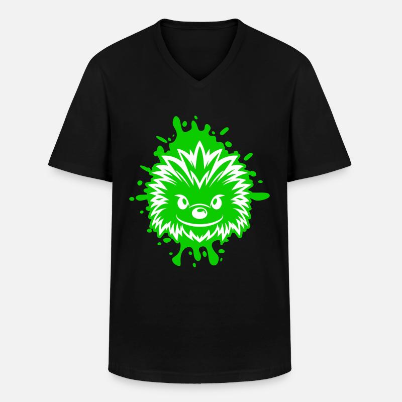 Igel Comic - Männer-T-Shirt mit V-Ausschnitt - Schwarz