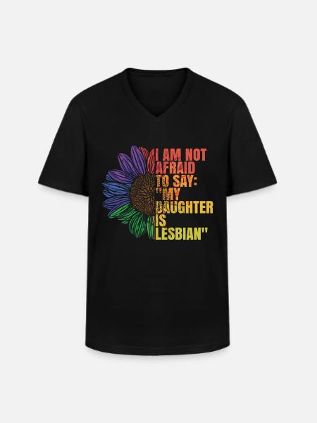 Ma fille est lesbienne - T-shirt col V Homme - noir