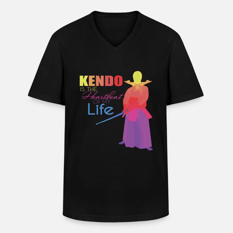 Kendo - Männer-T-Shirt mit V-Ausschnitt - Schwarz