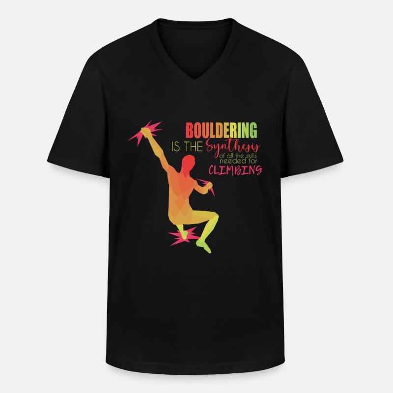 Bouldern - Männer-T-Shirt mit V-Ausschnitt - Schwarz