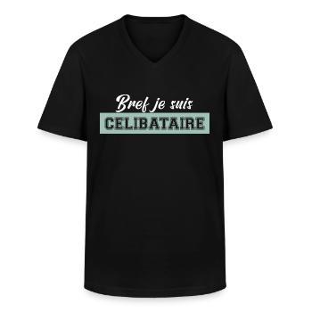 je suis célibataire. t shirt pour célibataire - T-shirt col V Homme - noir - Devant - AI Model Male 178 dark (178cm)