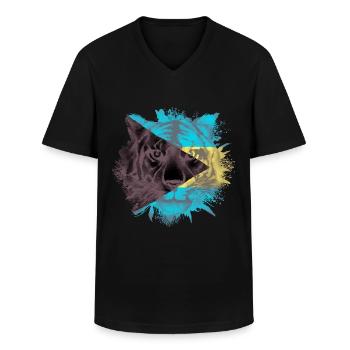 Bahamas - Men's V-Neck T-Shirt - black - Front - AI Model Male 178 dark (178cm)