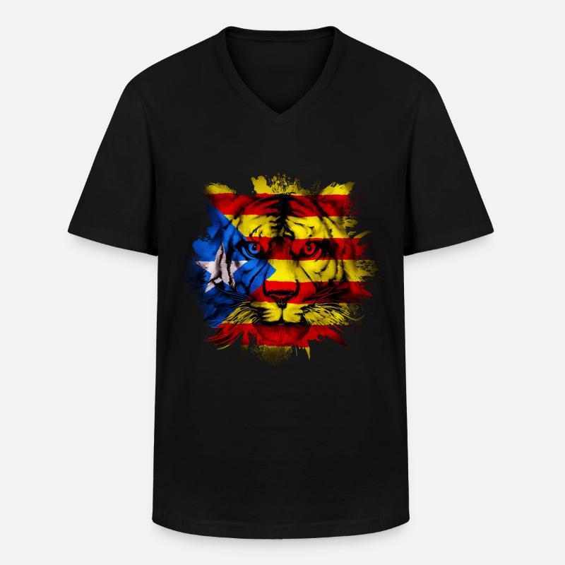 Katalonien - Männer-T-Shirt mit V-Ausschnitt - Schwarz