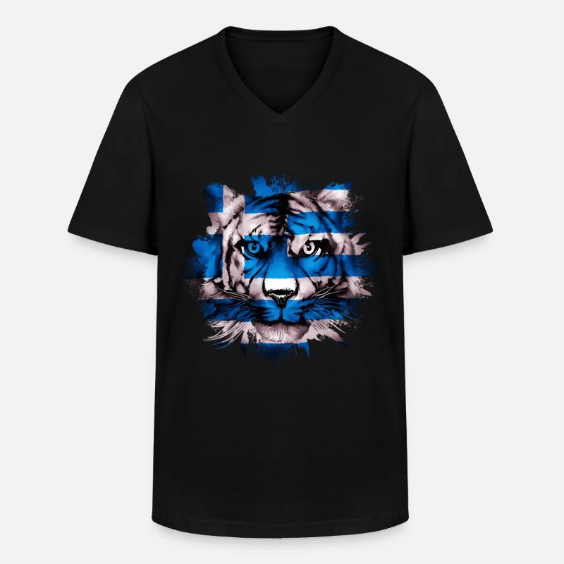 Griechenland - Männer-T-Shirt mit V-Ausschnitt - Schwarz