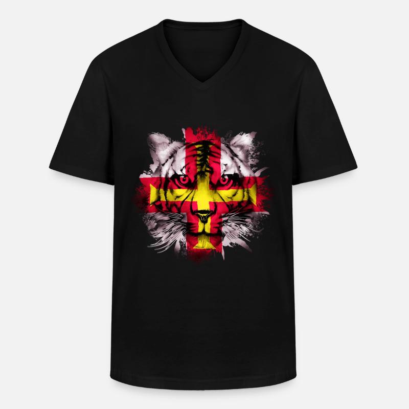 Guernsey - Männer-T-Shirt mit V-Ausschnitt - Schwarz