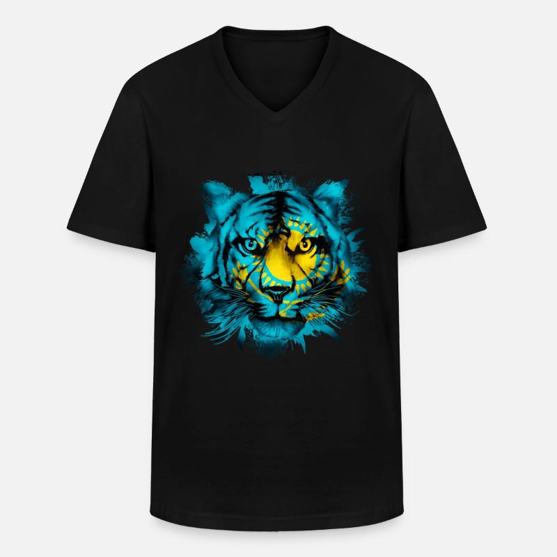 Kasachstan - Männer-T-Shirt mit V-Ausschnitt - Schwarz
