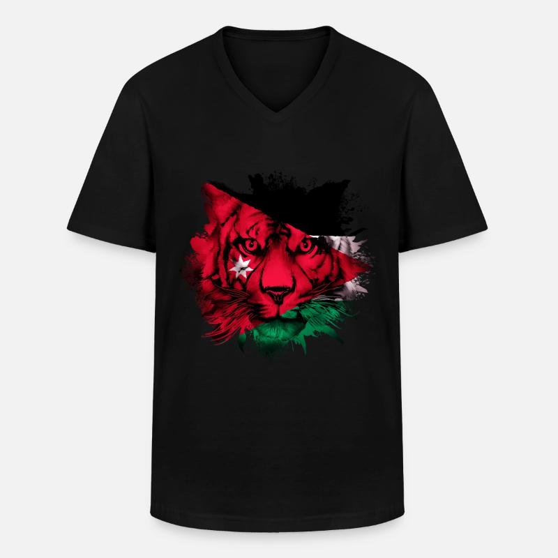 Jordanien - Männer-T-Shirt mit V-Ausschnitt - Schwarz