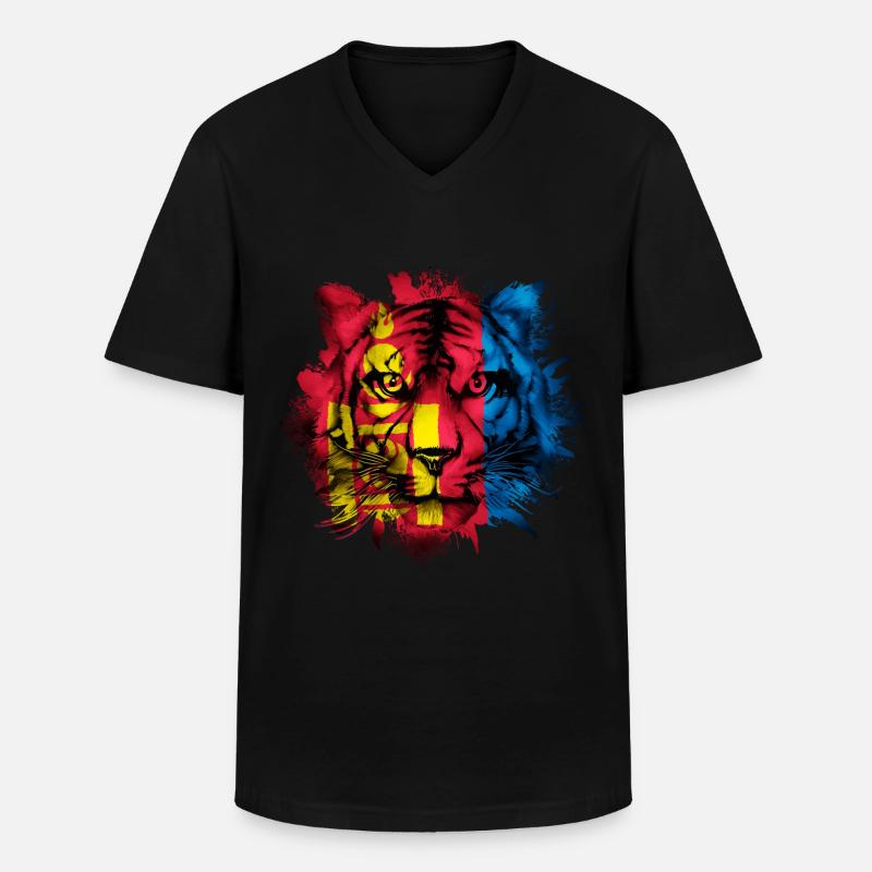 Mongolei - Männer-T-Shirt mit V-Ausschnitt - Schwarz