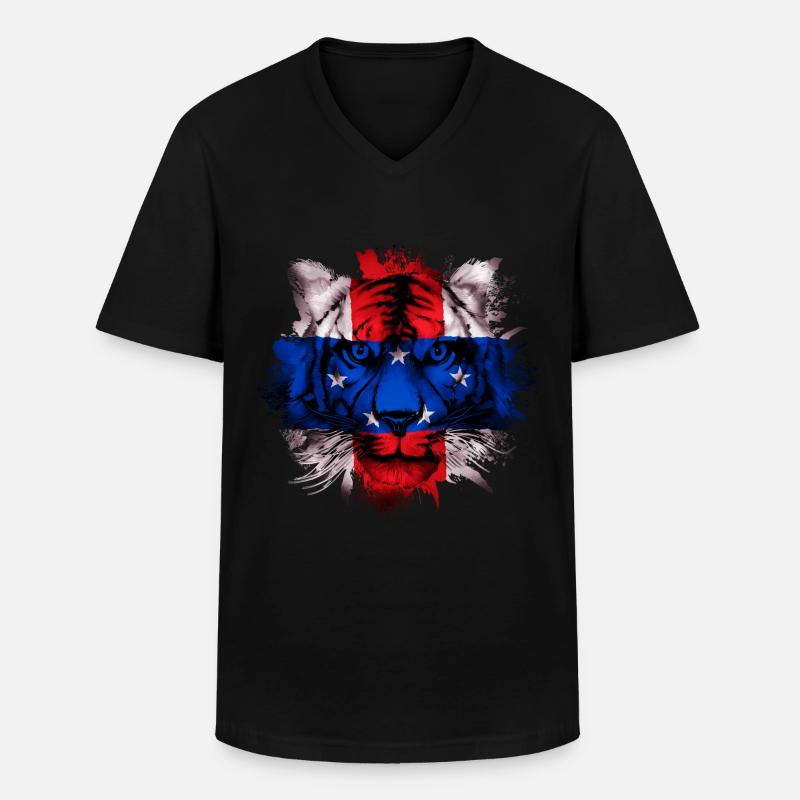 Netherlands Antilles - Men's V-Neck T-Shirt - black