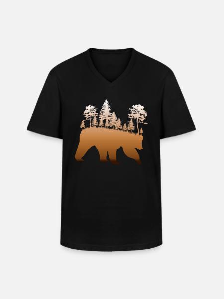 Braunbär Schwarzbär Geschenkidee - Männer-T-Shirt mit V-Ausschnitt - Schwarz