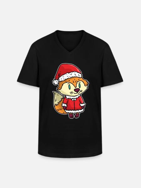Weihnachtsmann Fuchs - Männer-T-Shirt mit V-Ausschnitt - Schwarz