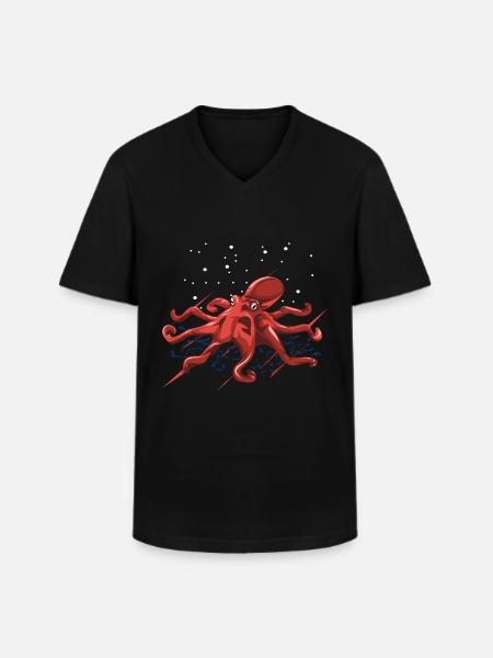 Octopus marine creature marine gift - Men's V-Neck T-Shirt - black
