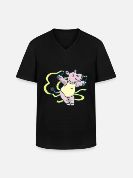 Hippopotamus Turner - Men's V-Neck T-Shirt - black