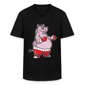 Nilpferd Boxen - Männer-T-Shirt mit V-Ausschnitt - Schwarz - Vorne - AI Model Male 178 dark (178cm)