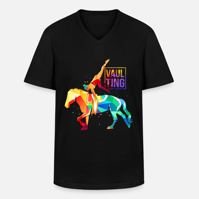 Pferd Voltigieren - Männer-T-Shirt mit V-Ausschnitt - Schwarz