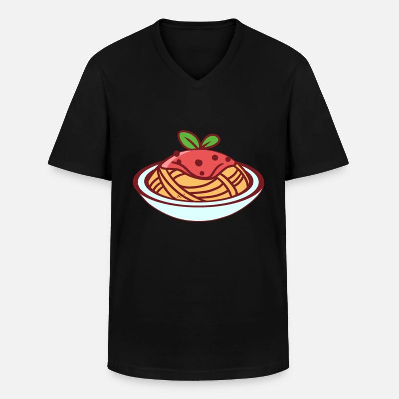 Spaghetti Nudeln - Männer-T-Shirt mit V-Ausschnitt - Schwarz
