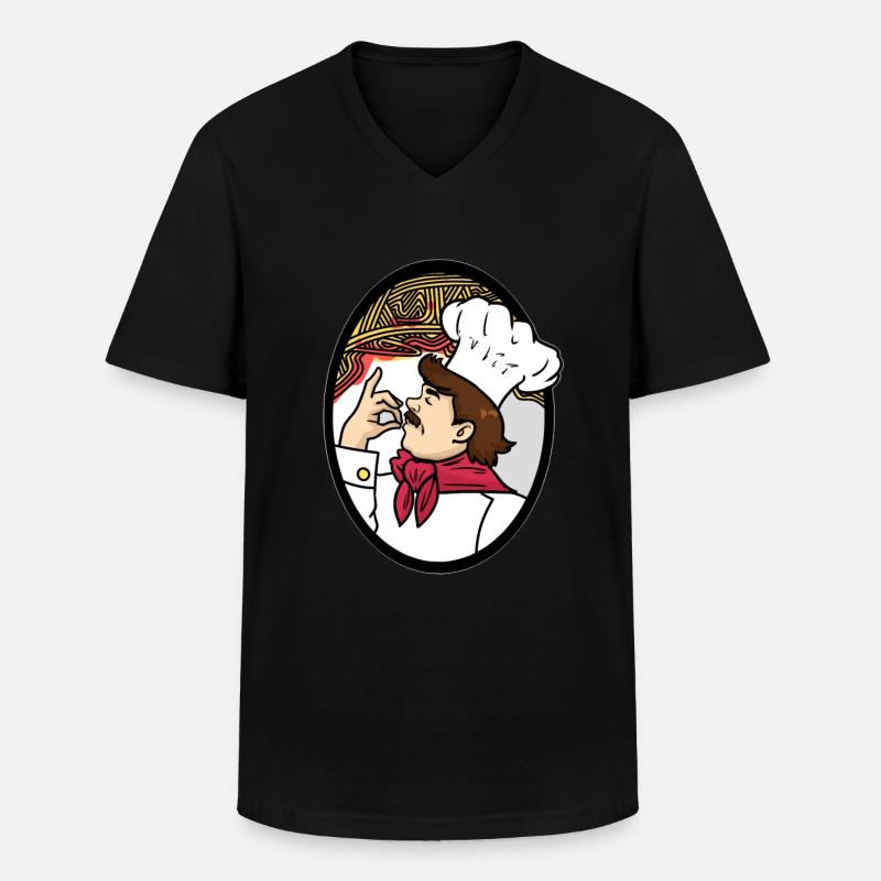 Spaghetti Küchenchef - Männer-T-Shirt mit V-Ausschnitt - Schwarz