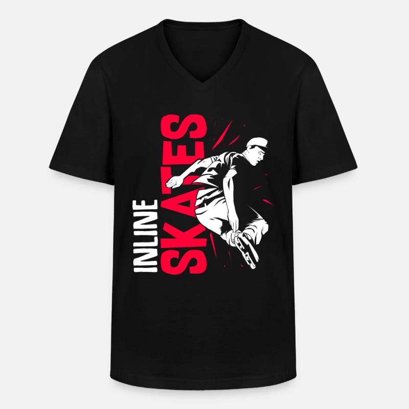 Inline Schlittschuhe Rollschuh - Männer-T-Shirt mit V-Ausschnitt - Schwarz