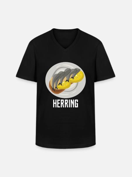 Poisson de hareng - T-shirt col V Homme - noir
