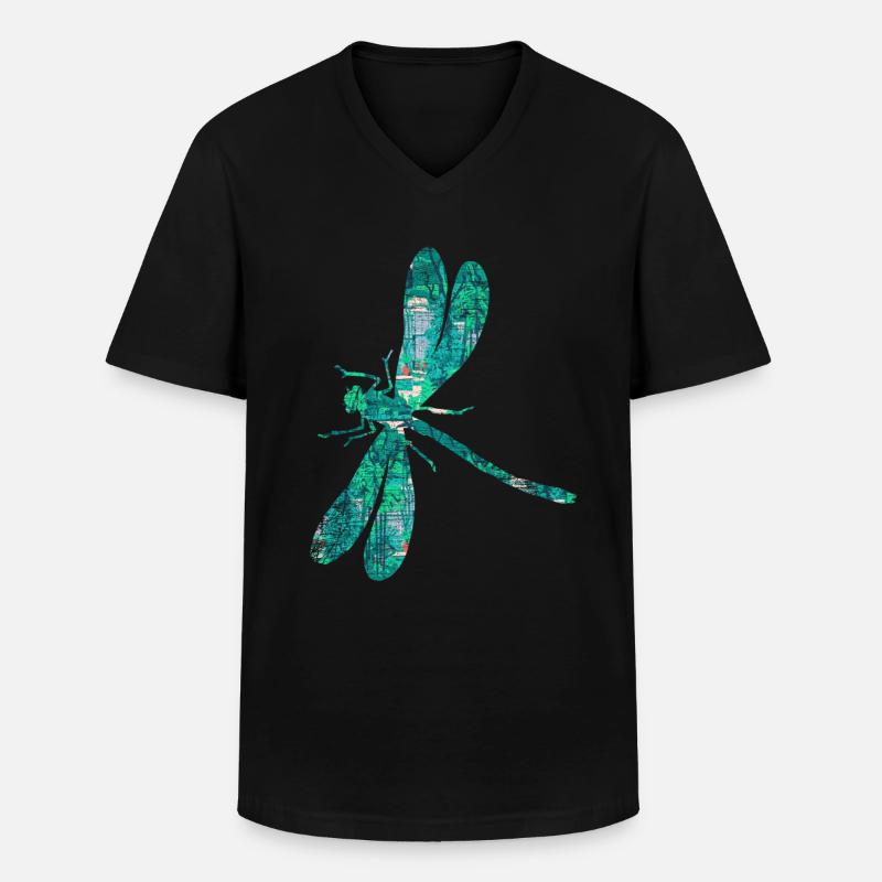 Libelle Garten Flügel - Männer-T-Shirt mit V-Ausschnitt - Schwarz