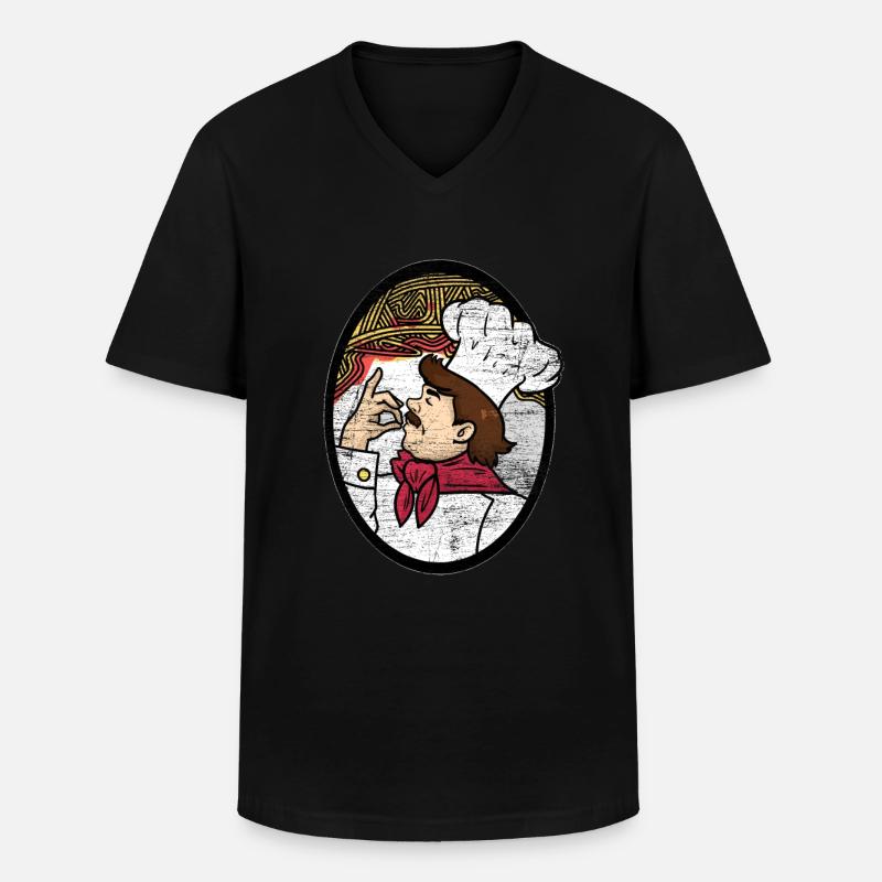 Cadeau de chef spaghetti - T-shirt col V Homme - noir