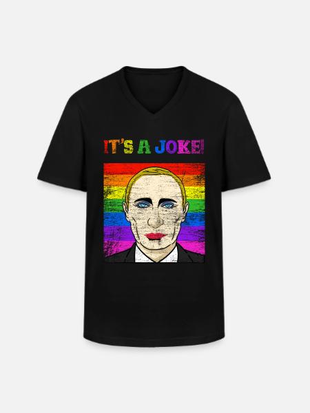 Putin joke politician gift - Men's V-Neck T-Shirt - black