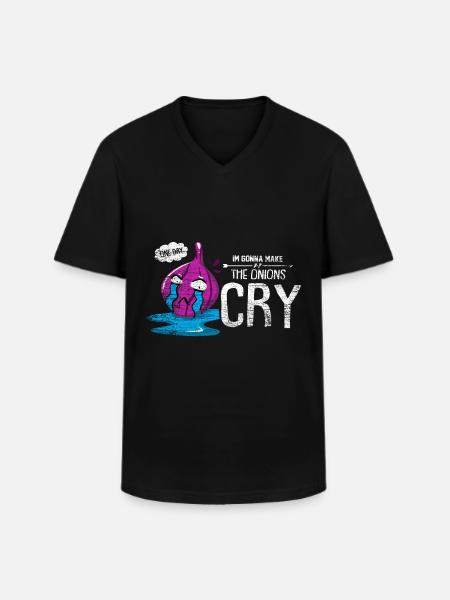 Onion vegetable crybaby gift idea - Men's V-Neck T-Shirt - black