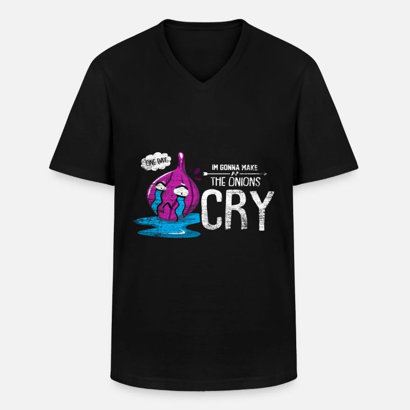 Onion vegetable crybaby gift idea - Men's V-Neck T-Shirt - black