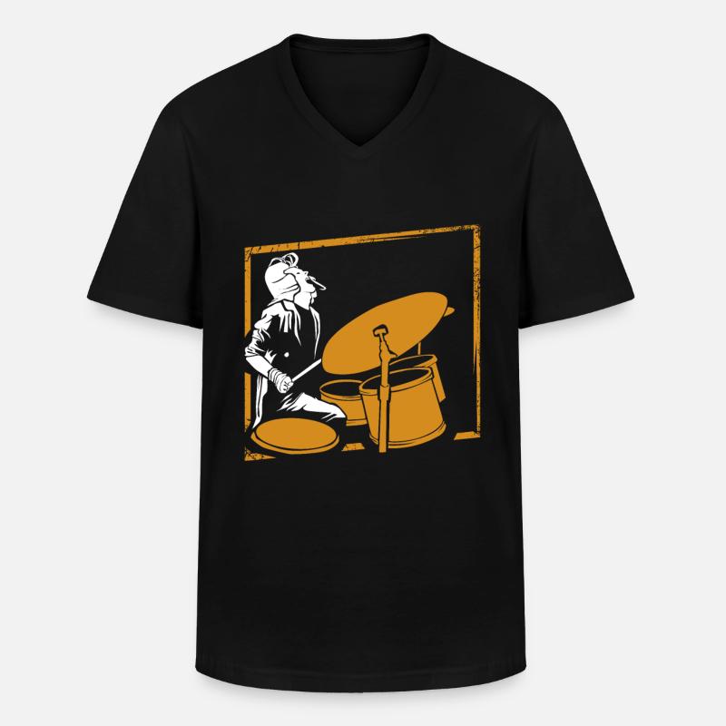 Schlagzeug Musik Geschenk - Männer-T-Shirt mit V-Ausschnitt - Schwarz