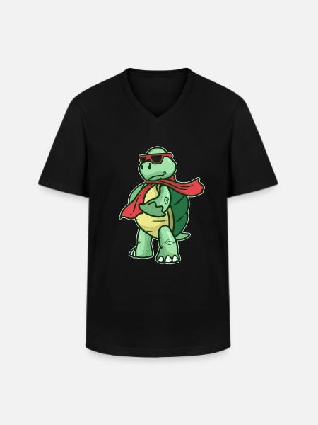 tortue - T-shirt col V Homme - noir