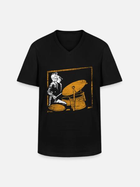 Drums music gift - Men's V-Neck T-Shirt - black