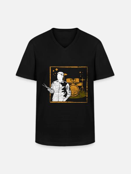Drums drummer music - Men's V-Neck T-Shirt - black