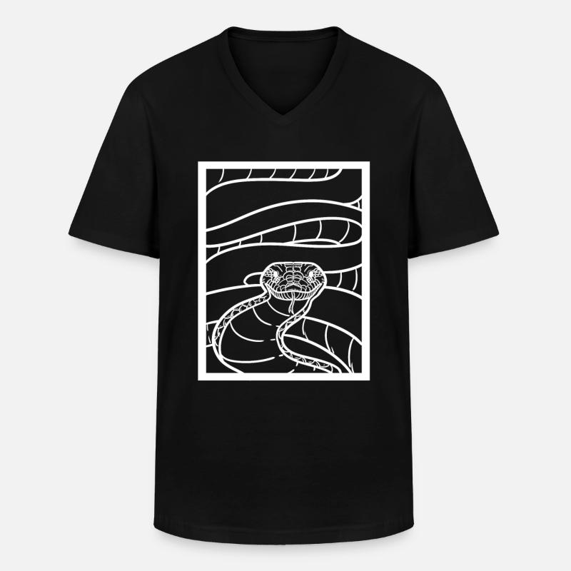 Python - Männer-T-Shirt mit V-Ausschnitt - Schwarz