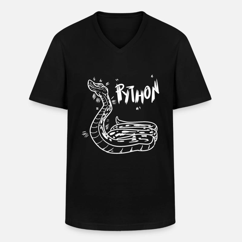 Python - Männer-T-Shirt mit V-Ausschnitt - Schwarz