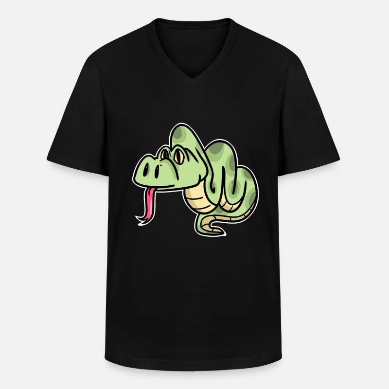 python - T-shirt col V Homme - noir