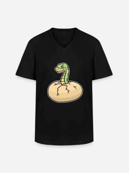 Python - Männer-T-Shirt mit V-Ausschnitt - Schwarz