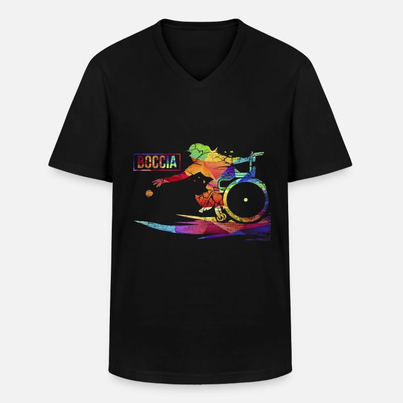Boccia - Männer-T-Shirt mit V-Ausschnitt - Schwarz