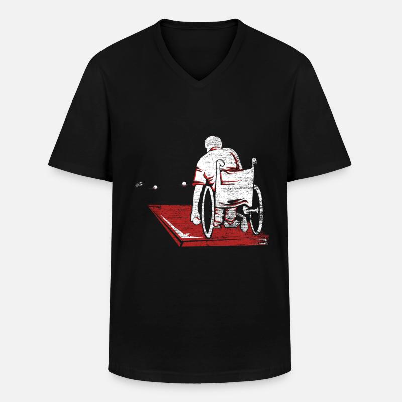 Boccia Rollstuhl Athlet - Männer-T-Shirt mit V-Ausschnitt - Schwarz